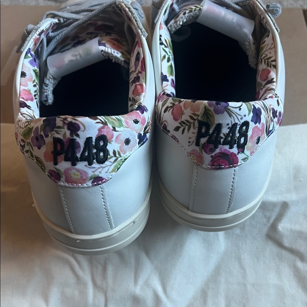 P448 White Sneakers with Floral Accents - Picture 3 of 6